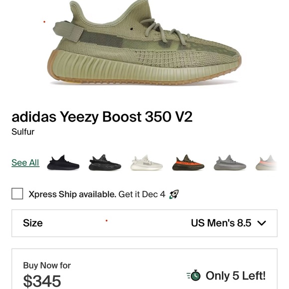 adidas gazelle silver green womens Adidas Yeezy Boost 350 V2 Sulphur – CRUIZER main image 1